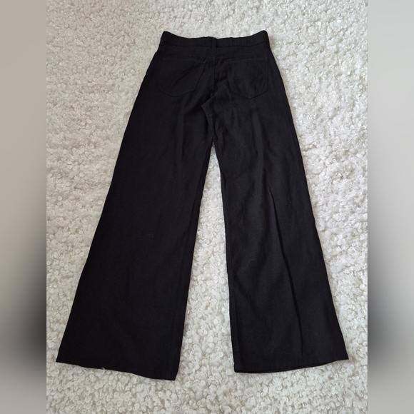 BNWT H&M Linen Blend Black Wide Leg Pants 0 Coastal Minimalist Summer boho Chic - Picture 12 of 12